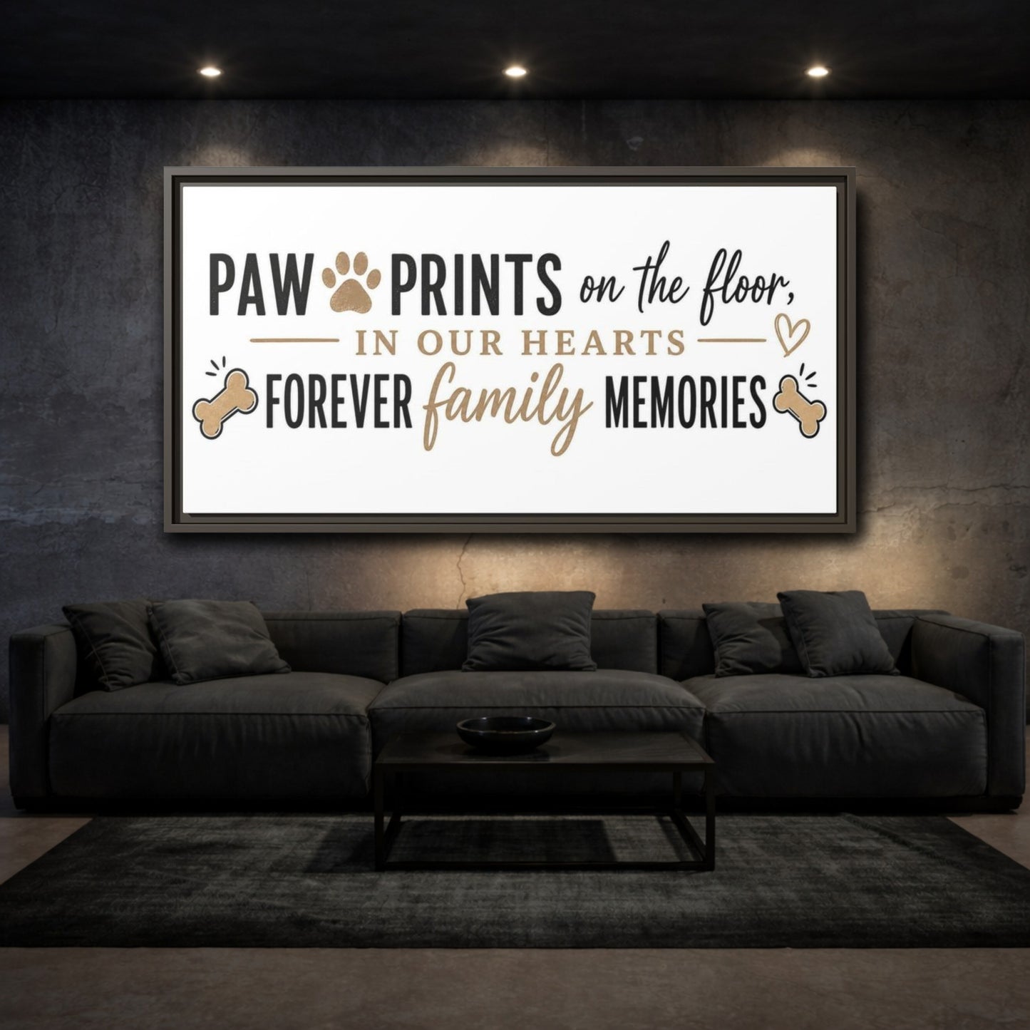 Mockup 3. Paw Prints Family Memories shown as framed canvas print