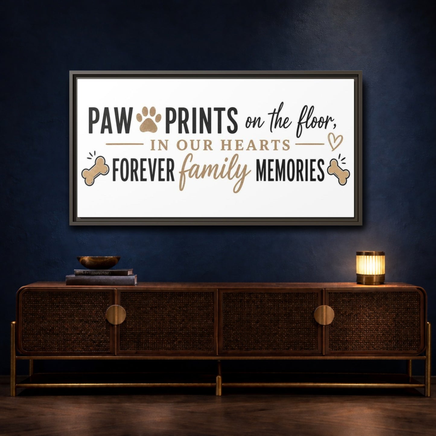 Mockup 4. Paw Prints Family Memories shown as framed canvas print