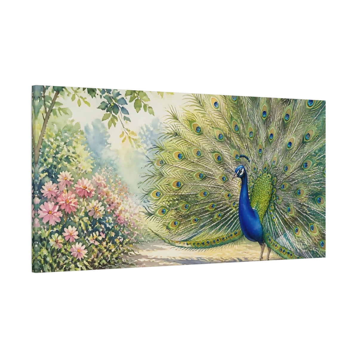 Side Mockup 2. Peacock Animal Display shown as canvas print