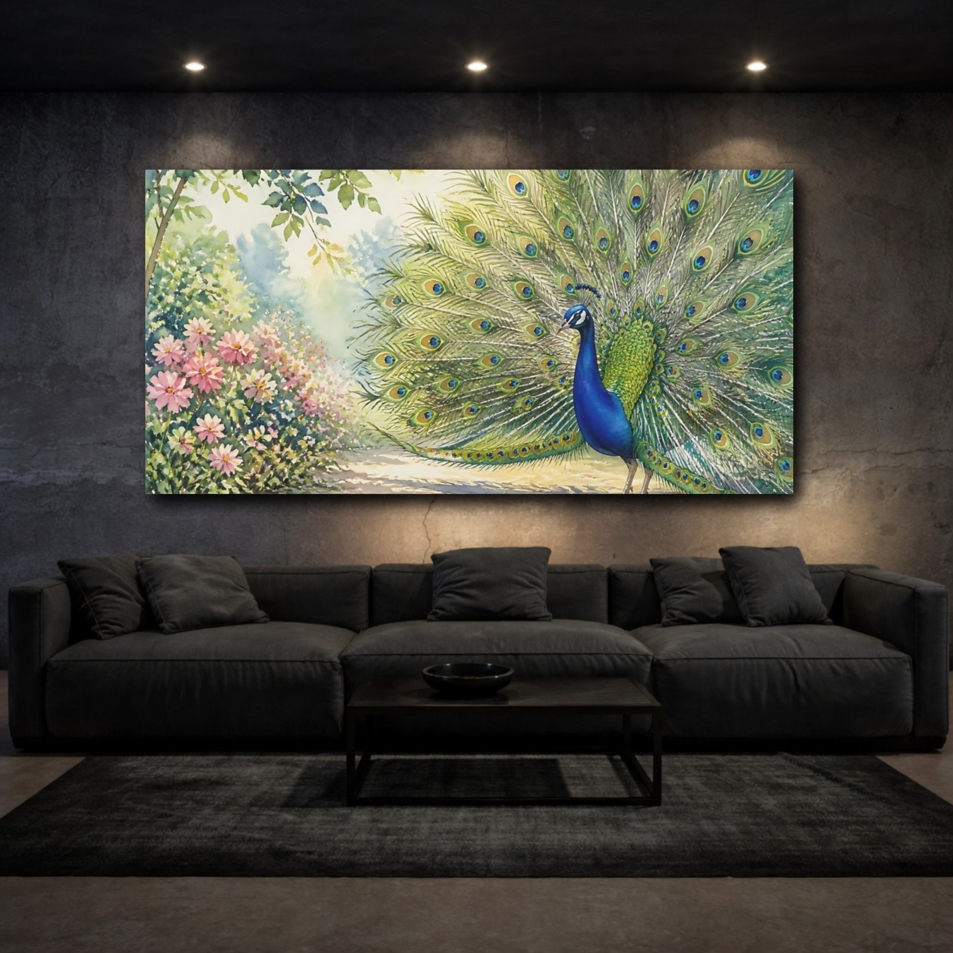 Mockup 3. Peacock Animal Display shown as canvas print