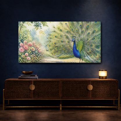 Mockup 4. Peacock Animal Display shown as canvas print
