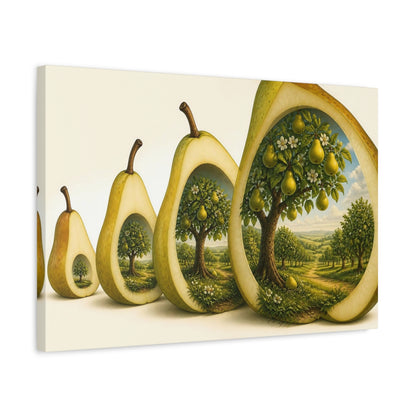 Side Mockup 3. Pear Illusion Orchard shown as canvas print