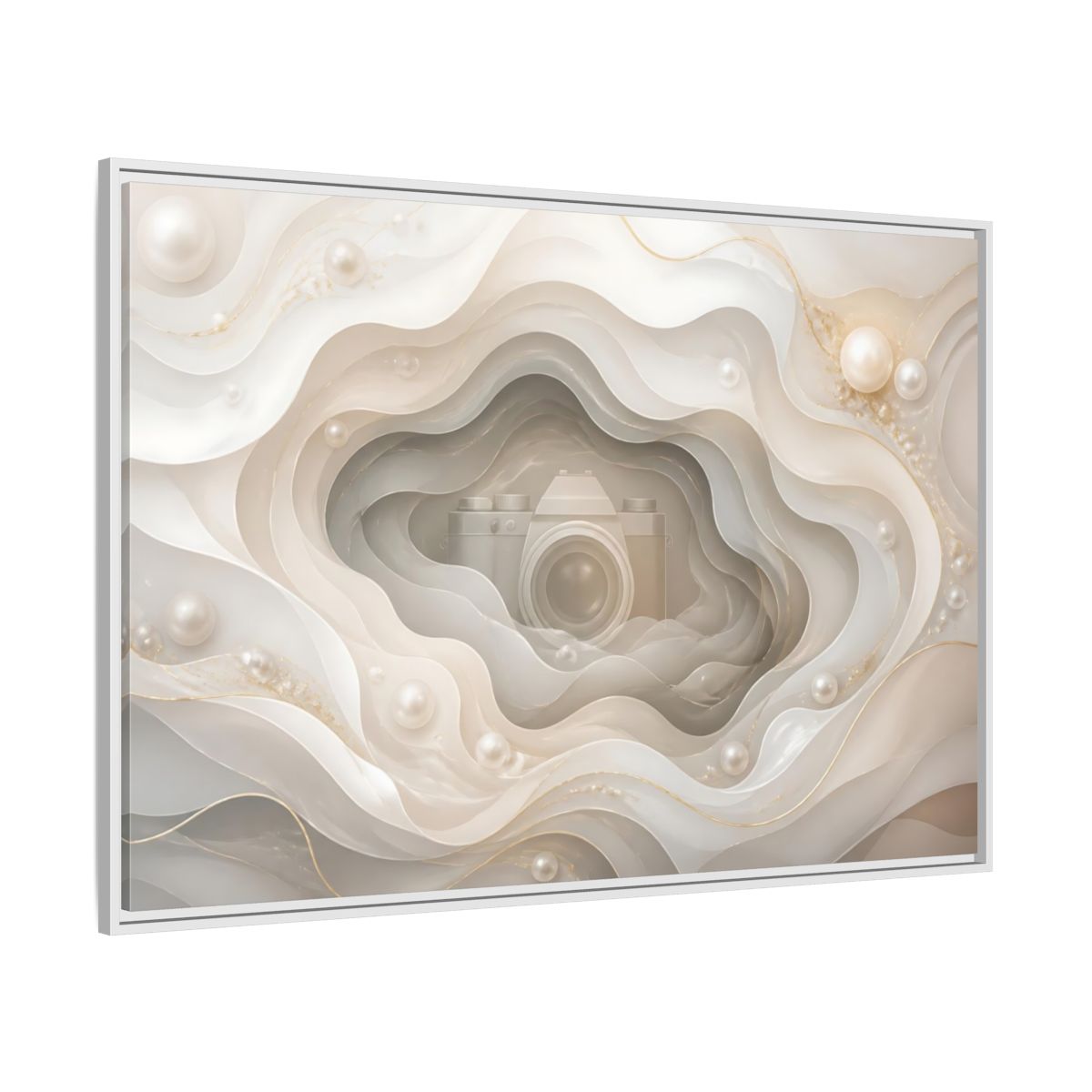 Side Mockup 7. Pearl Camera Dreamscape shown as framed canvas print