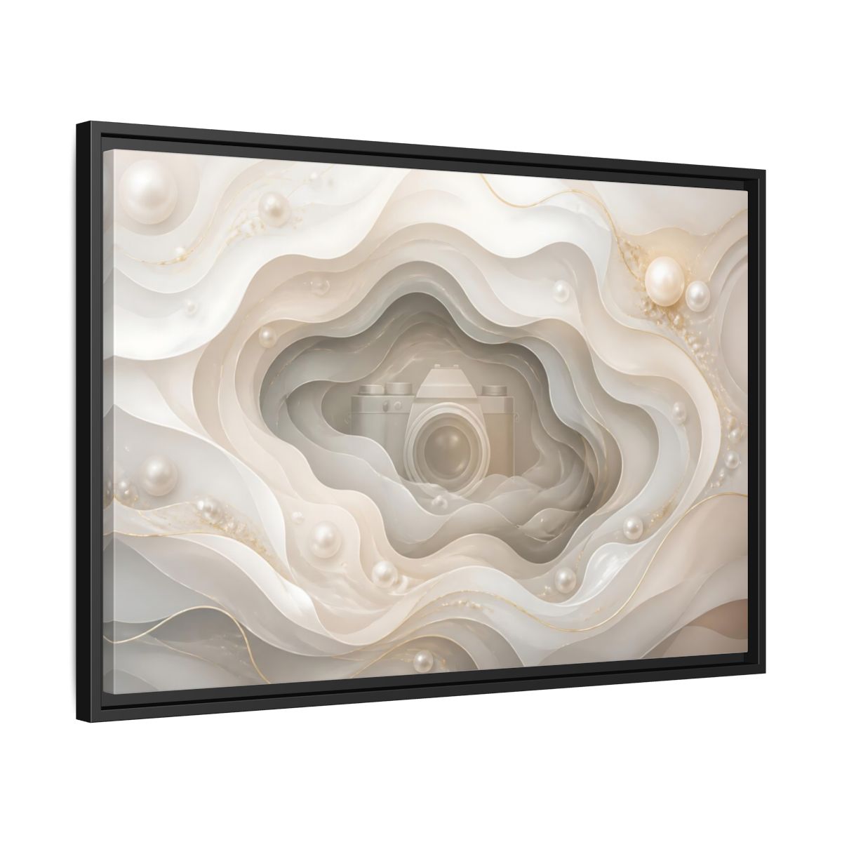 Side Mockup 14. Pearl Camera Dreamscape shown as framed canvas print