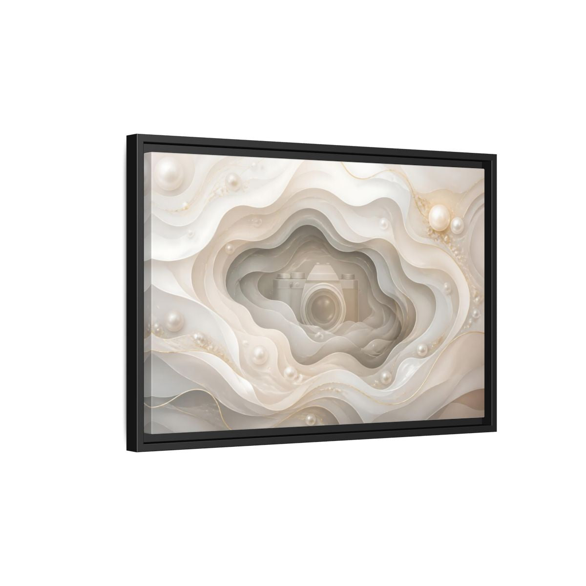 Side Mockup 3. Pearl Camera Dreamscape shown as framed canvas print