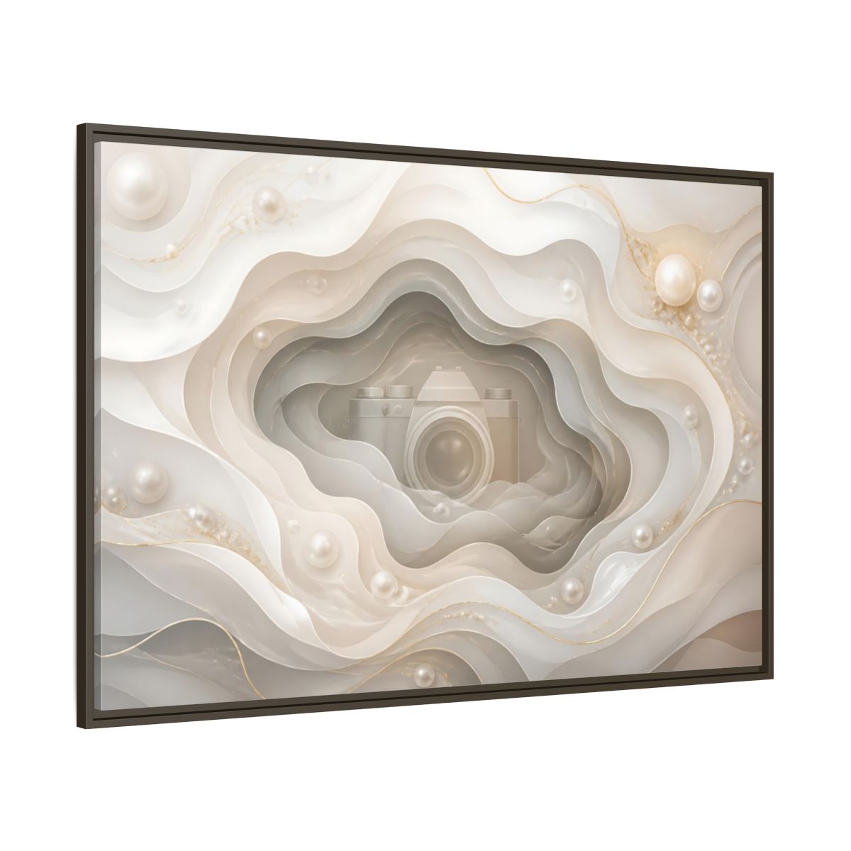 Side Mockup 8. Pearl Camera Dreamscape shown as framed canvas print