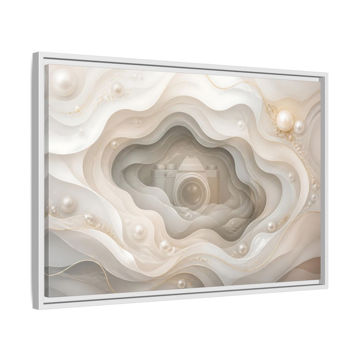 Side Mockup 10. Pearl Camera Dreamscape shown as framed canvas print