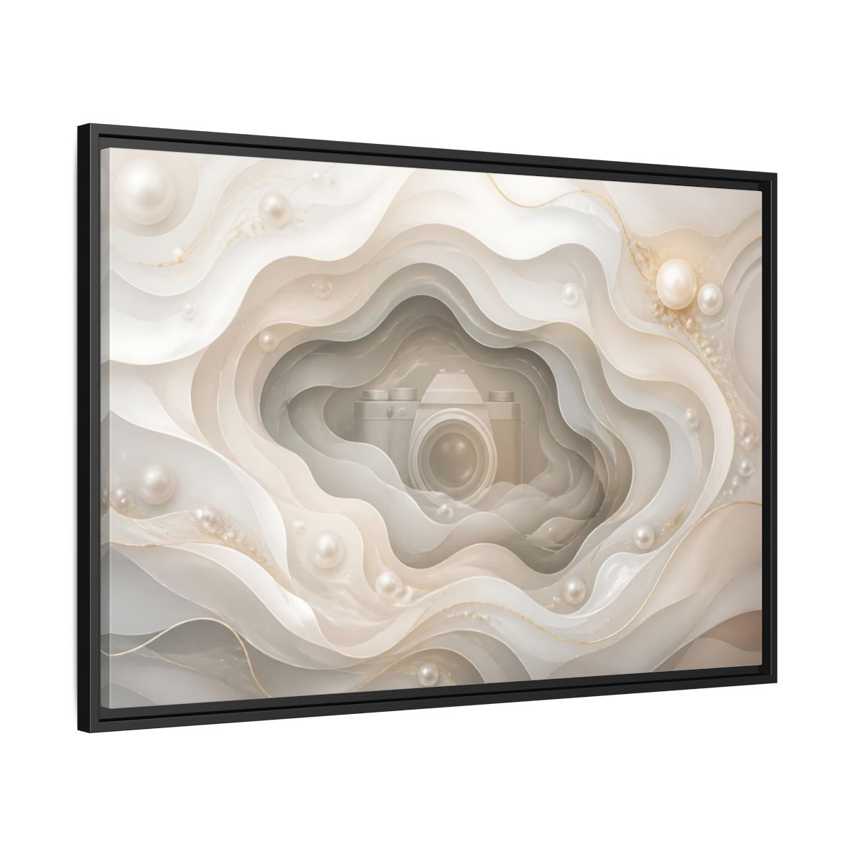 Side Mockup 13. Pearl Camera Dreamscape shown as framed canvas print