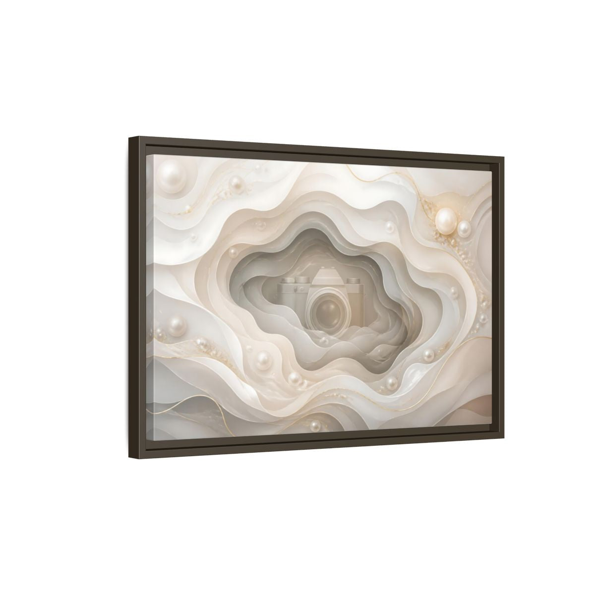 Side Mockup 2. Pearl Camera Dreamscape shown as framed canvas print