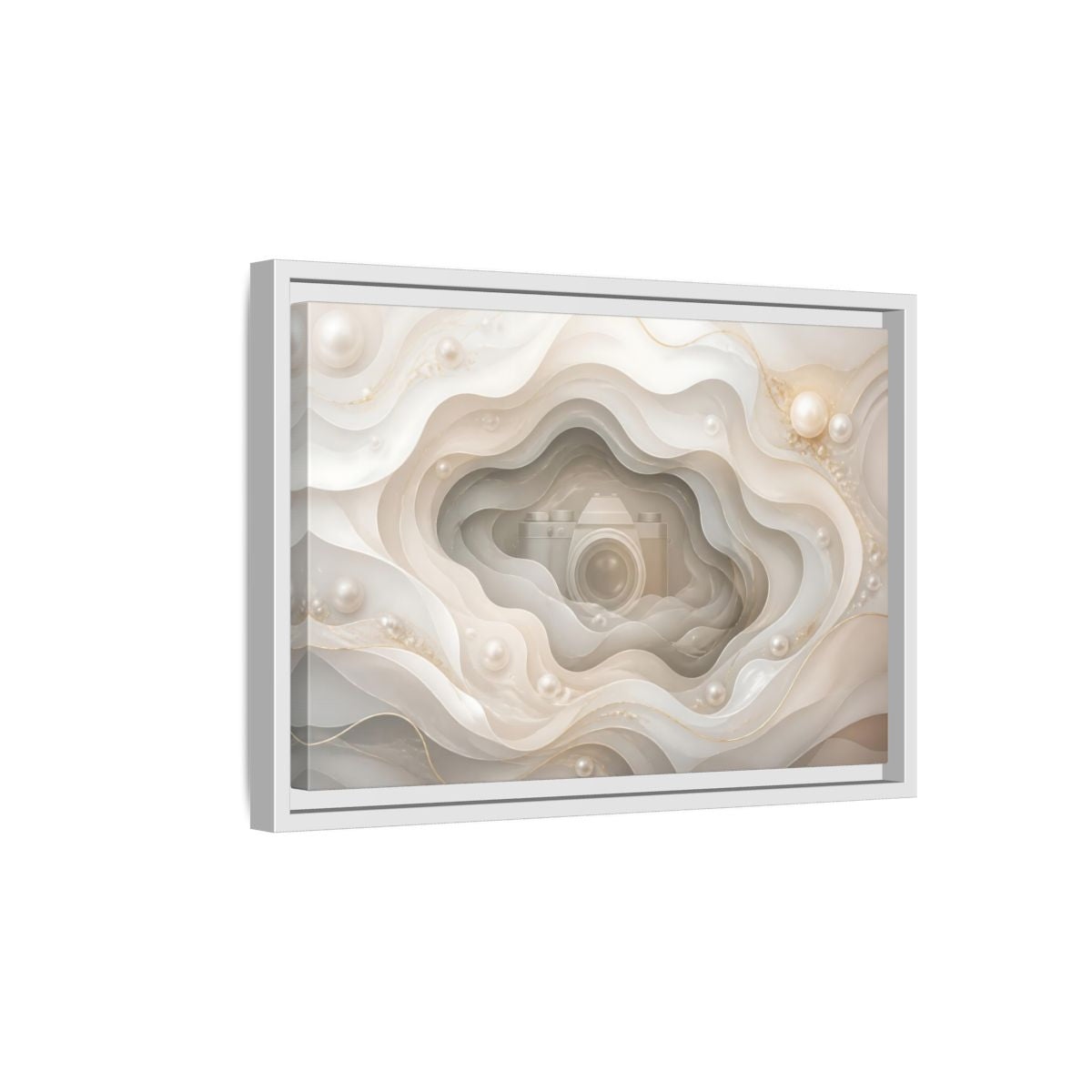 Side Mockup 4. Pearl Camera Dreamscape shown as framed canvas print