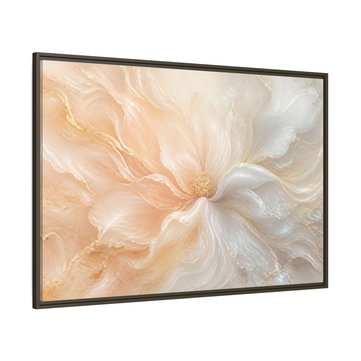 Side Mockup 8. Pearl Cream Floral Bloom shown as framed canvas print