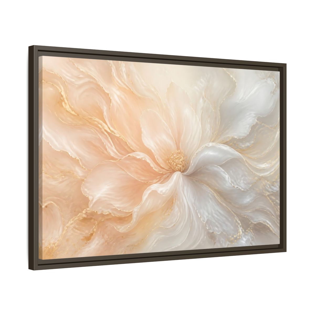 Side Mockup 11. Pearl Cream Floral Bloom shown as framed canvas print