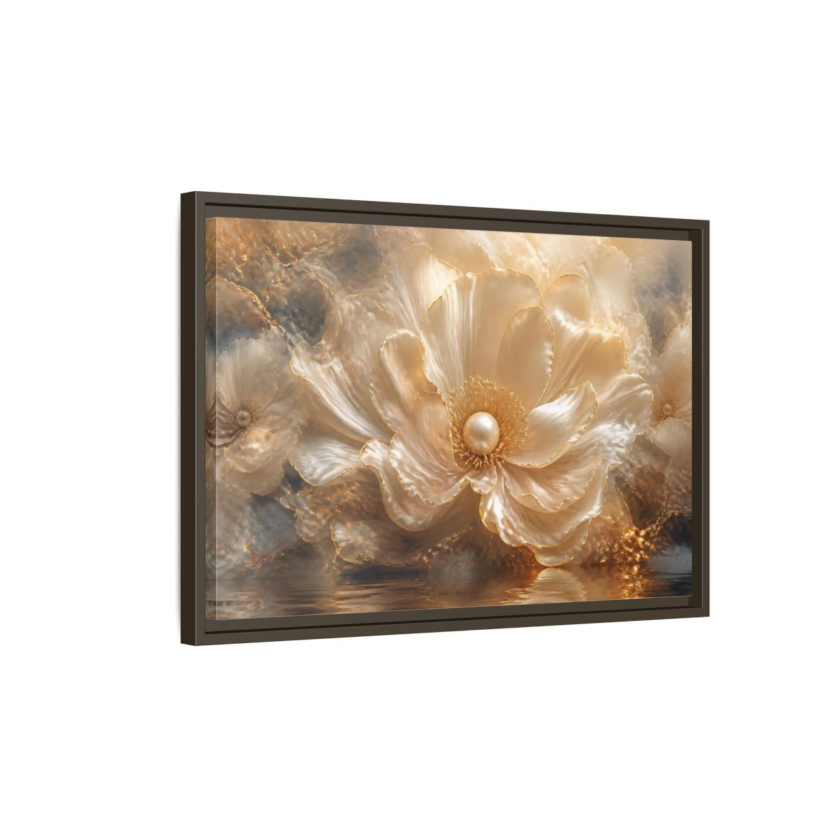 Side Mockup 2. Pearl Petal Elegance shown as framed canvas print