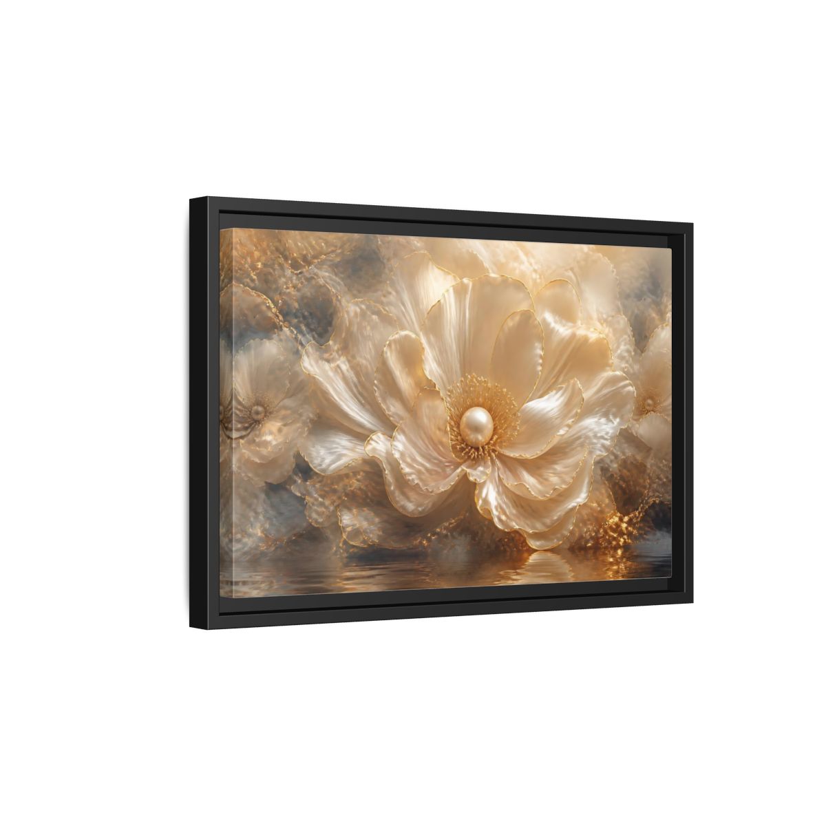 Side Mockup 6. Pearl Petal Elegance shown as framed canvas print