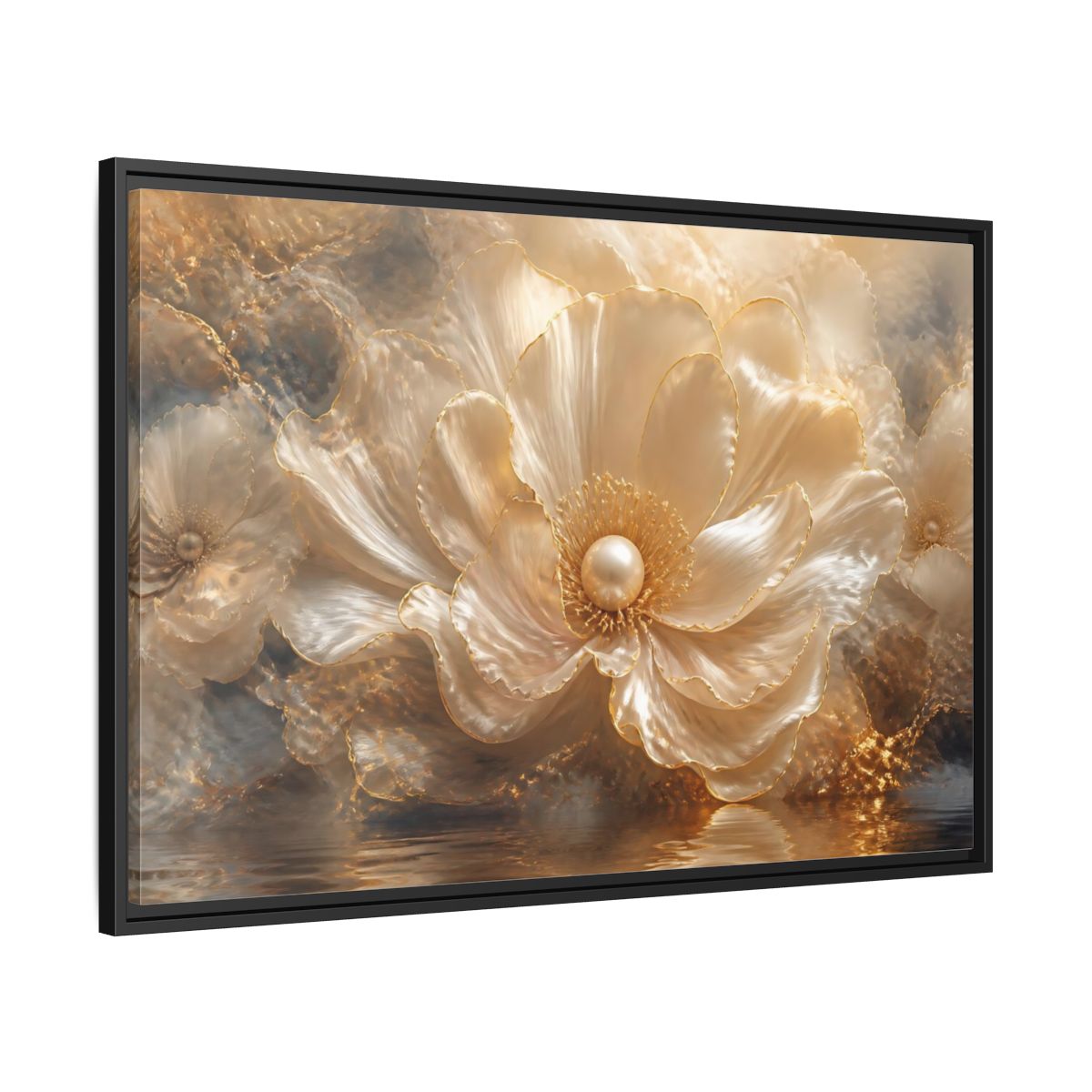 Side Mockup 13. Pearl Petal Elegance shown as framed canvas print