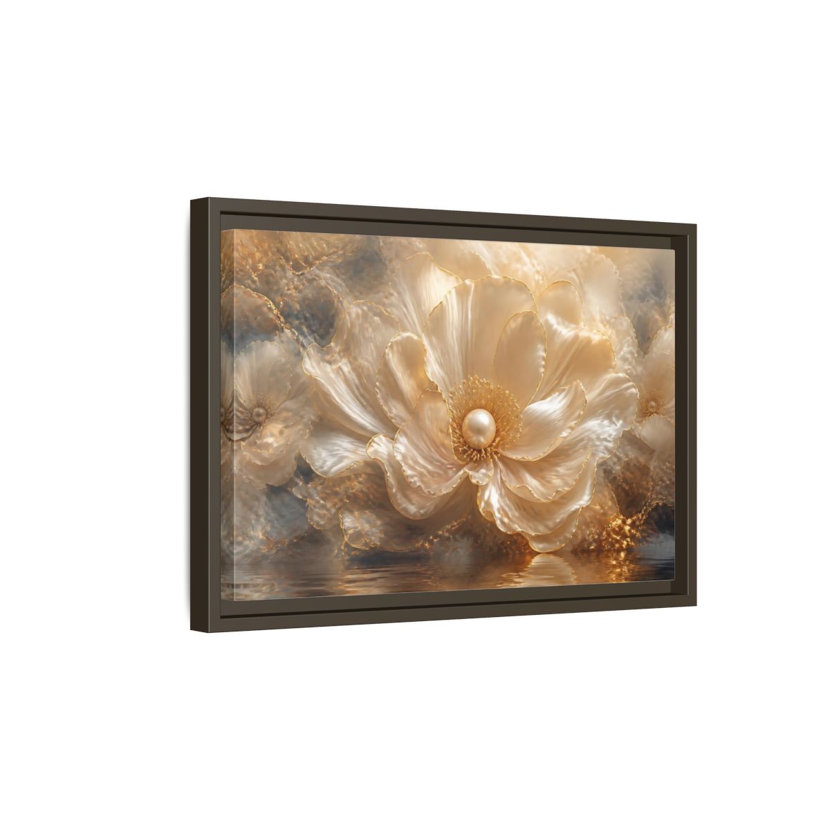 Side Mockup 5. Pearl Petal Elegance shown as framed canvas print
