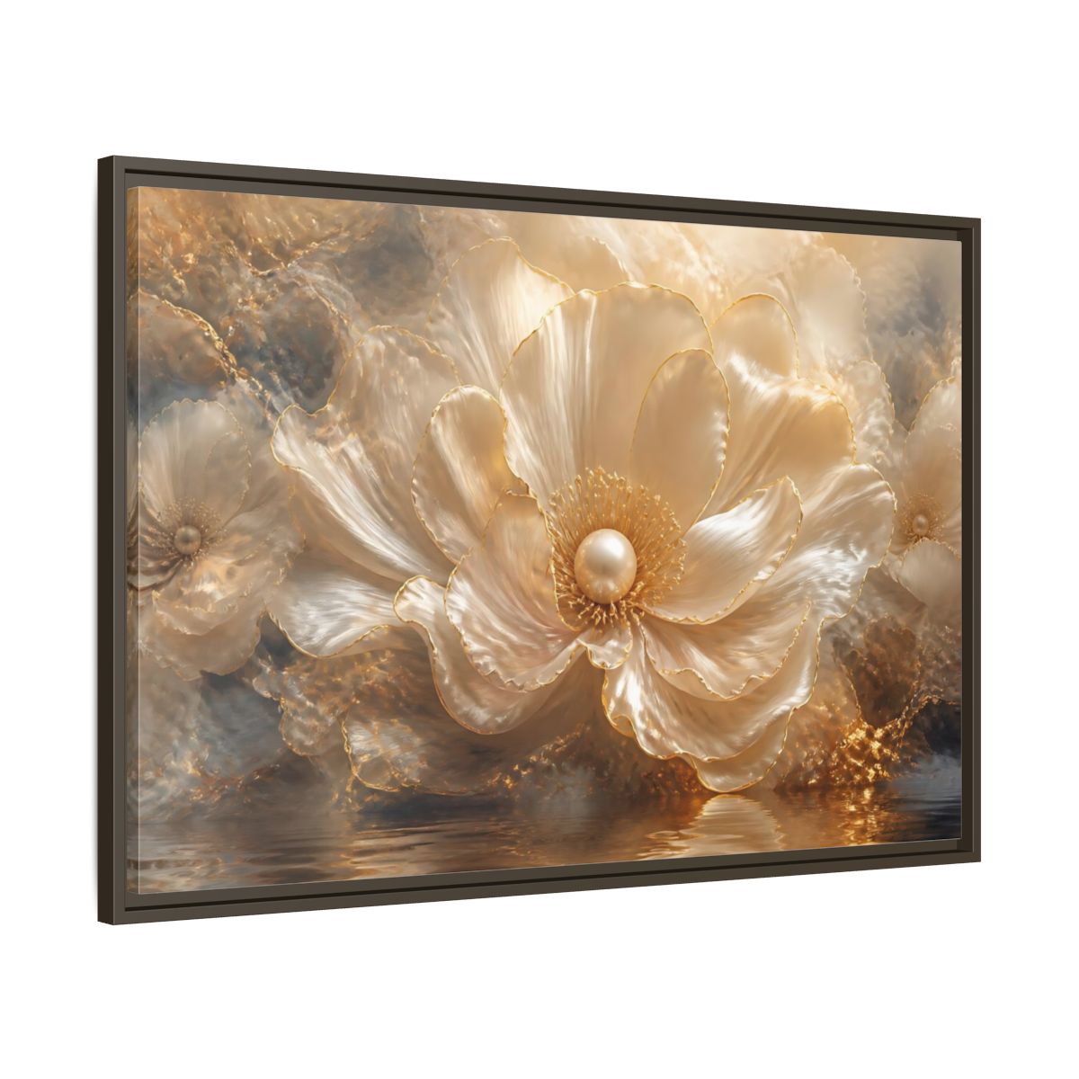 Main Mockup. Pearl Petal Elegance shown as framed canvas print