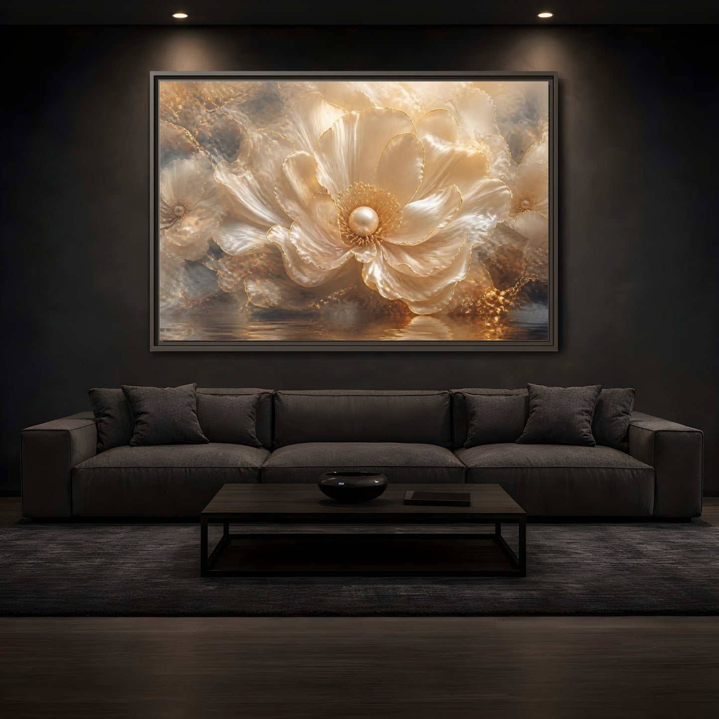 Mockup 3. Pearl Petal Elegance shown as framed canvas print