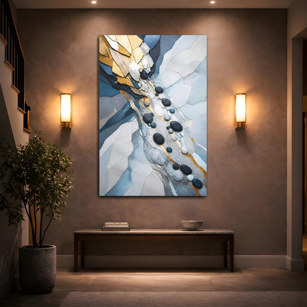Mockup 2. Pebble Accent Flow shown as canvas print