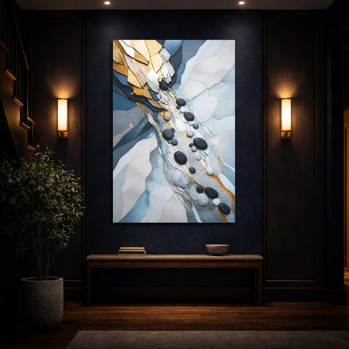 Mockup 4. Pebble Accent Flow shown as canvas print