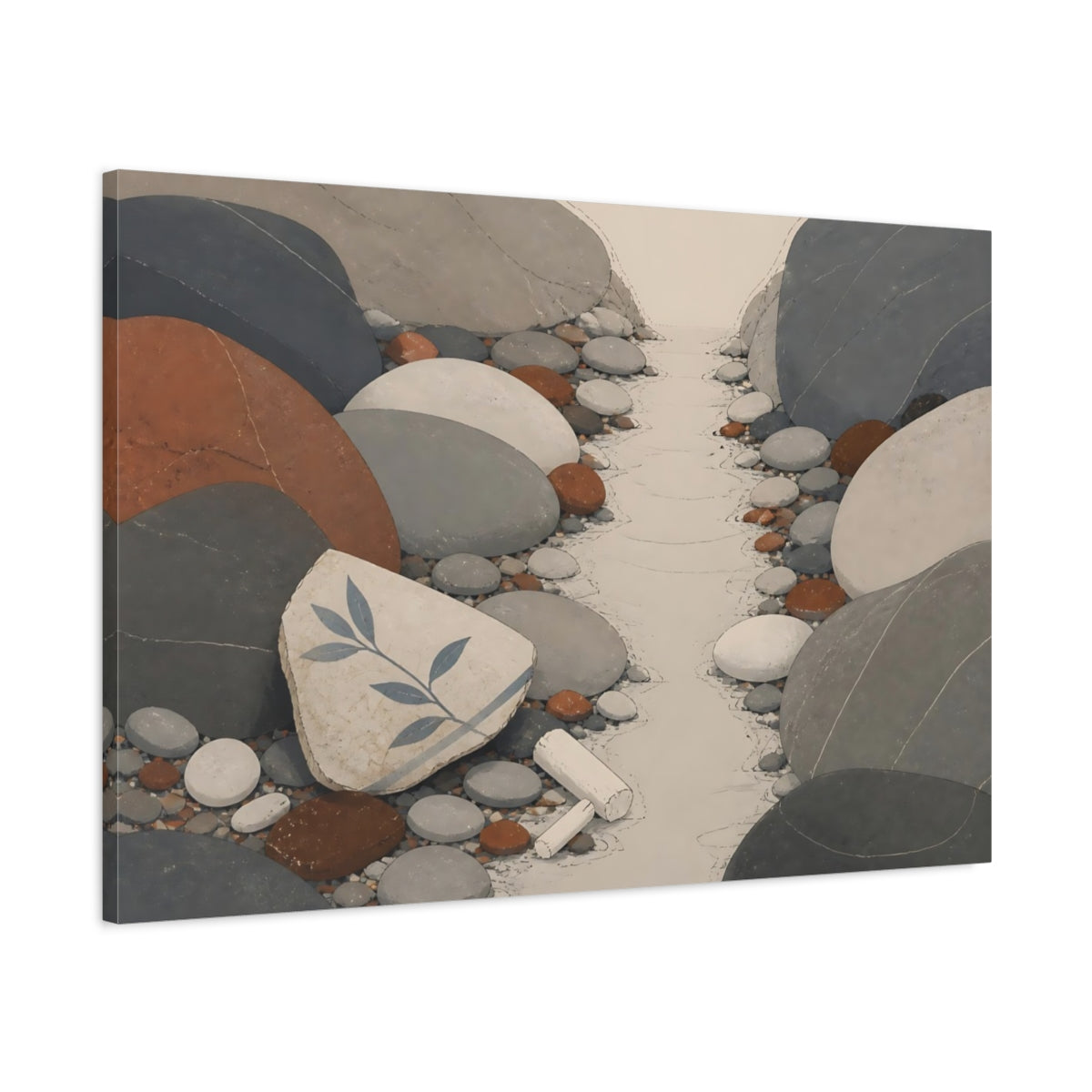 Main Mockup. Pebble Path With Ceramic Shard shown as canvas print