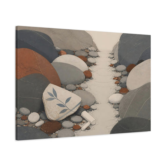 Main Mockup. Pebble Path With Ceramic Shard shown as canvas print