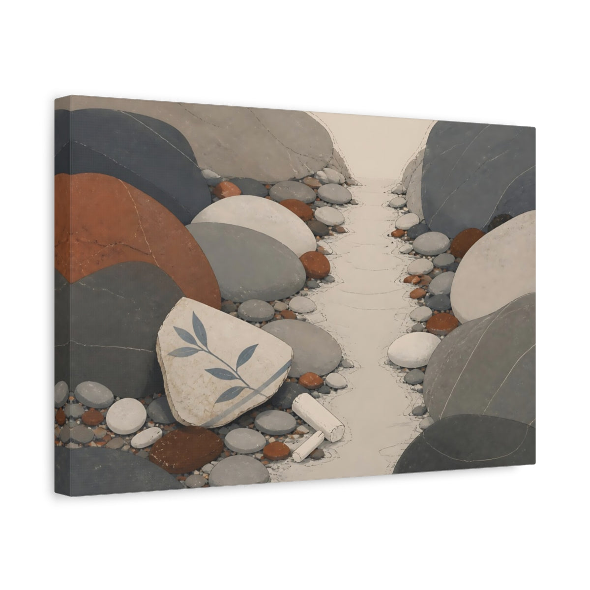 Side Mockup 4. Pebble Path With Ceramic Shard shown as canvas print