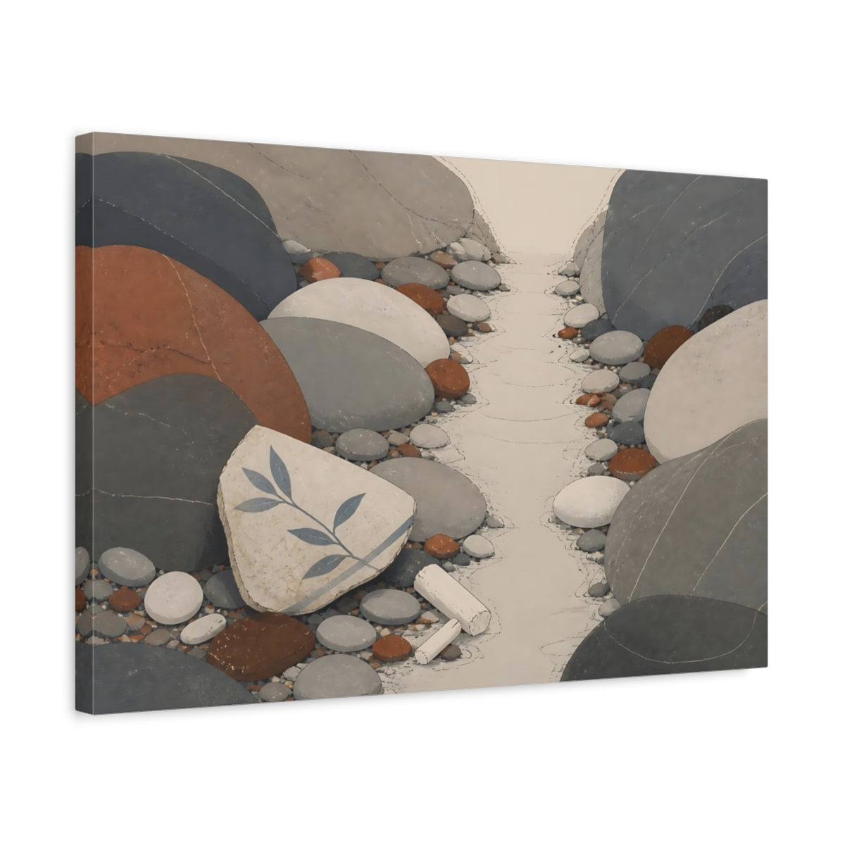 Side Mockup 3. Pebble Path With Ceramic Shard shown as canvas print