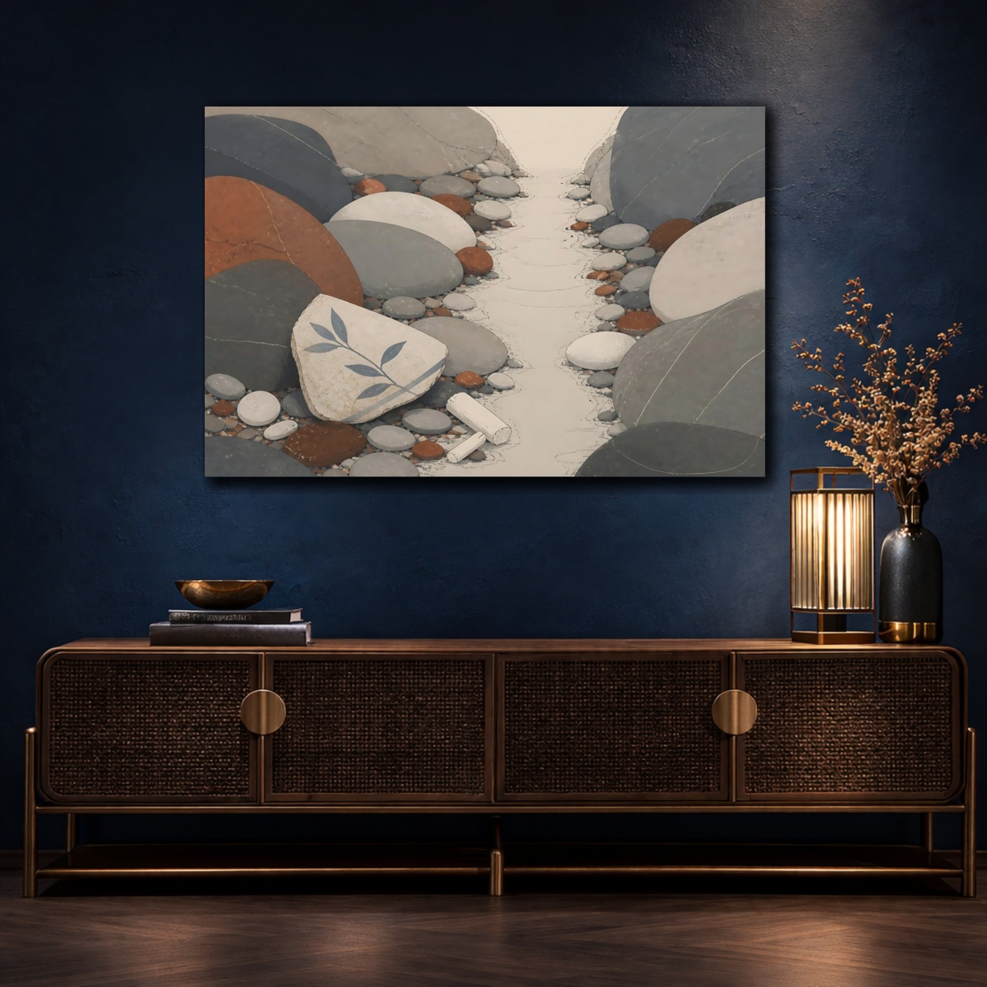 Mockup 4. Pebble Path With Ceramic Shard shown as canvas print