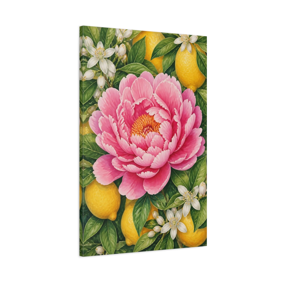 Main Mockup. Peony & Lemon Floral shown as canvas print