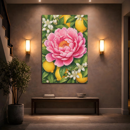Mockup 2. Peony & Lemon Floral shown as canvas print