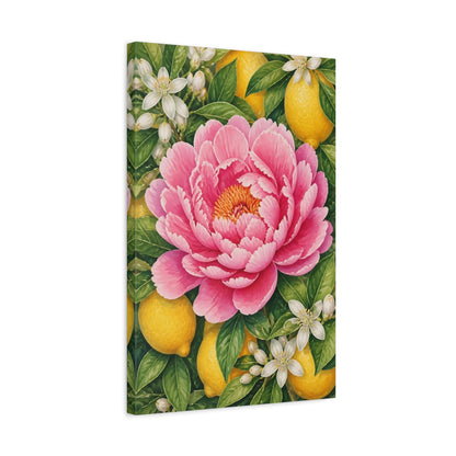 Side Mockup 3. Peony & Lemon Floral shown as canvas print