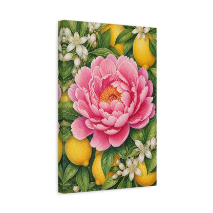 Side Mockup 4. Peony & Lemon Floral shown as canvas print