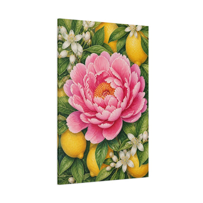 Side Mockup 1. Peony & Lemon Floral shown as canvas print