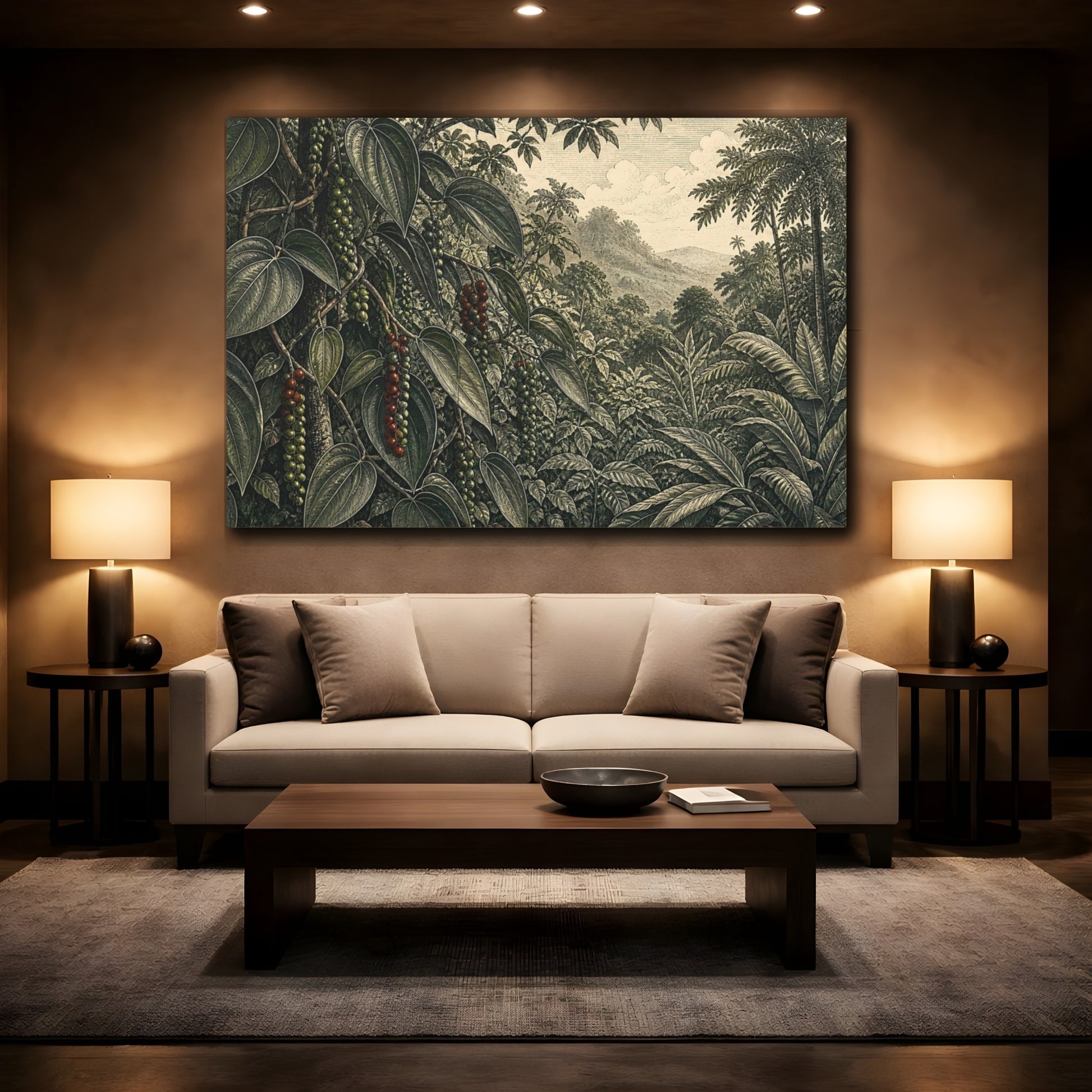 Mockup 2. Peppercorn Vine Illustration shown as canvas print