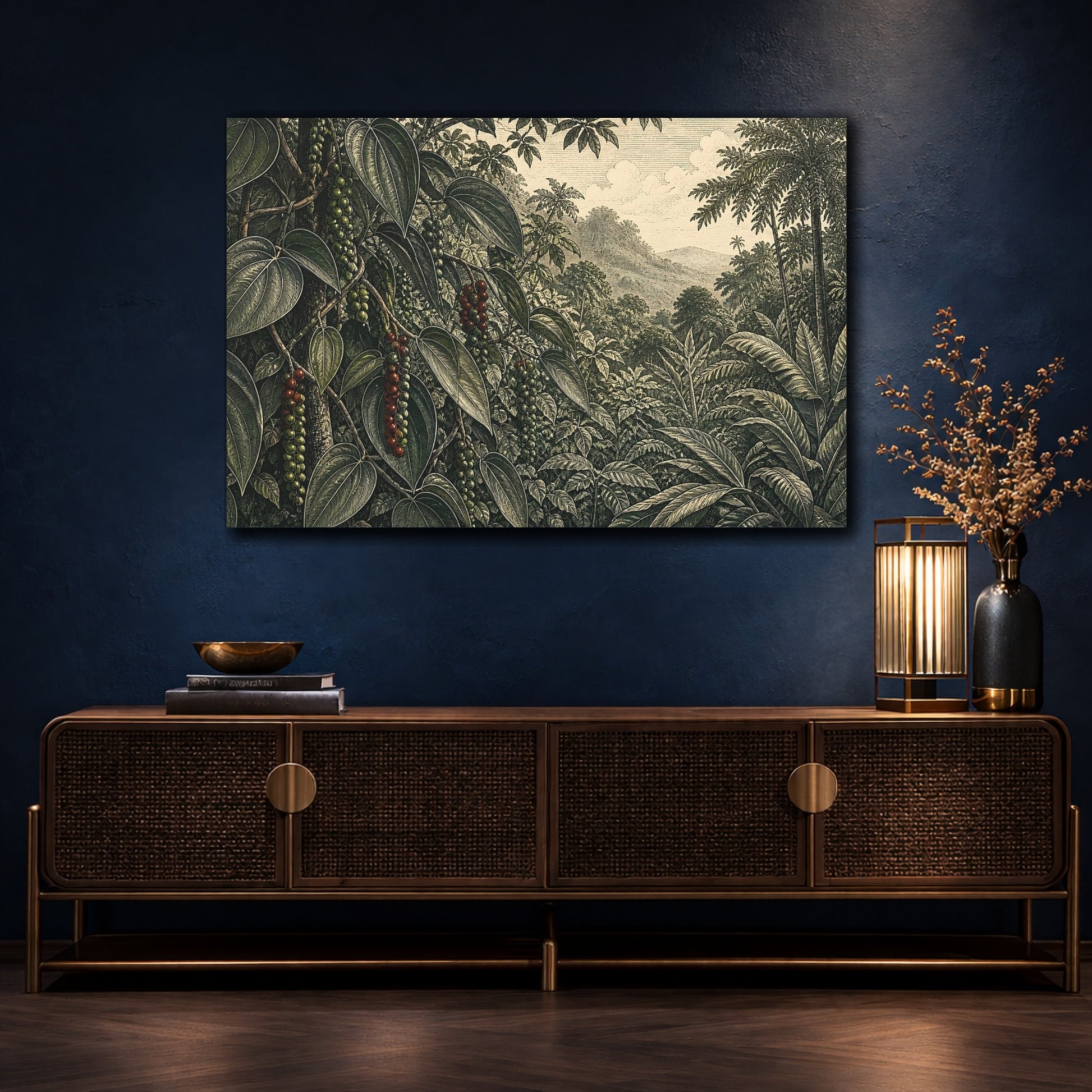 Mockup 4. Peppercorn Vine Illustration shown as canvas print