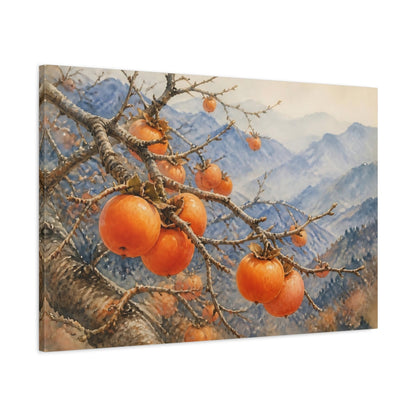 Main Mockup. Persimmon Branch In Mountains shown as canvas print