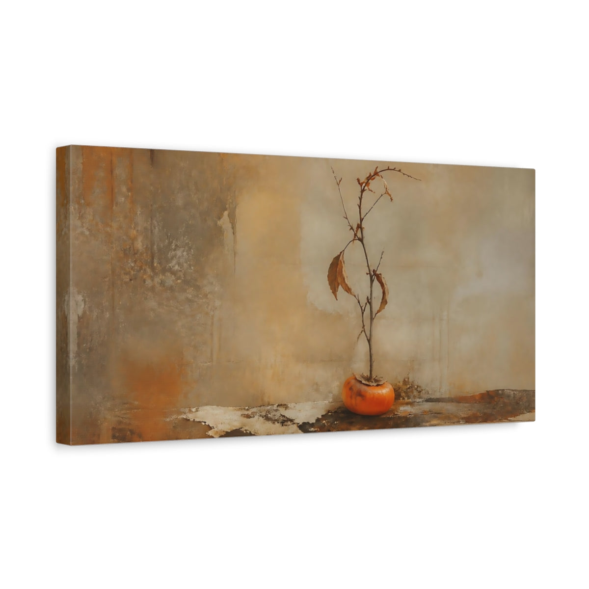 Side Mockup 3. Persimmon On Weathered Board shown as canvas print