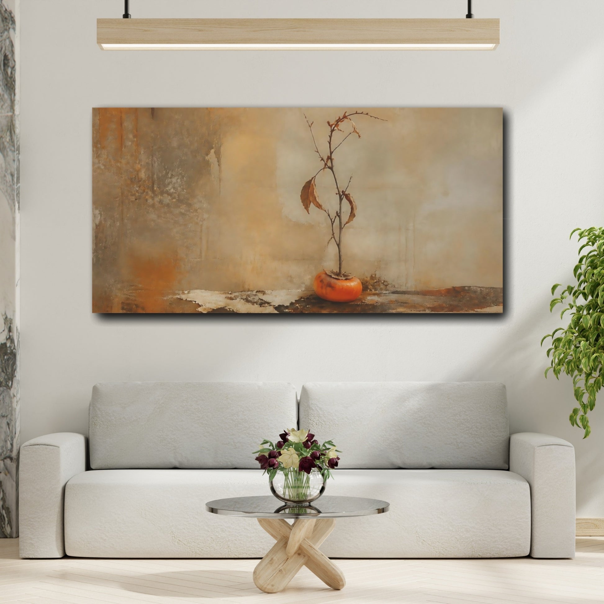 Mockup 2. Persimmon On Weathered Board shown as canvas print