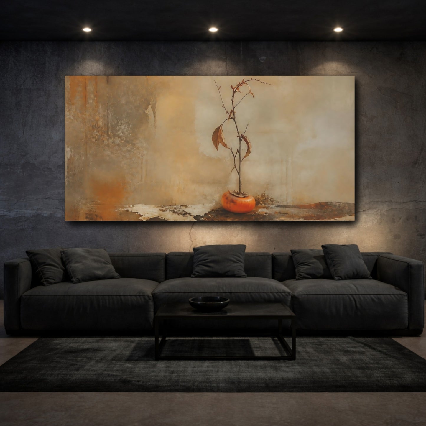 Mockup 3. Persimmon On Weathered Board shown as canvas print