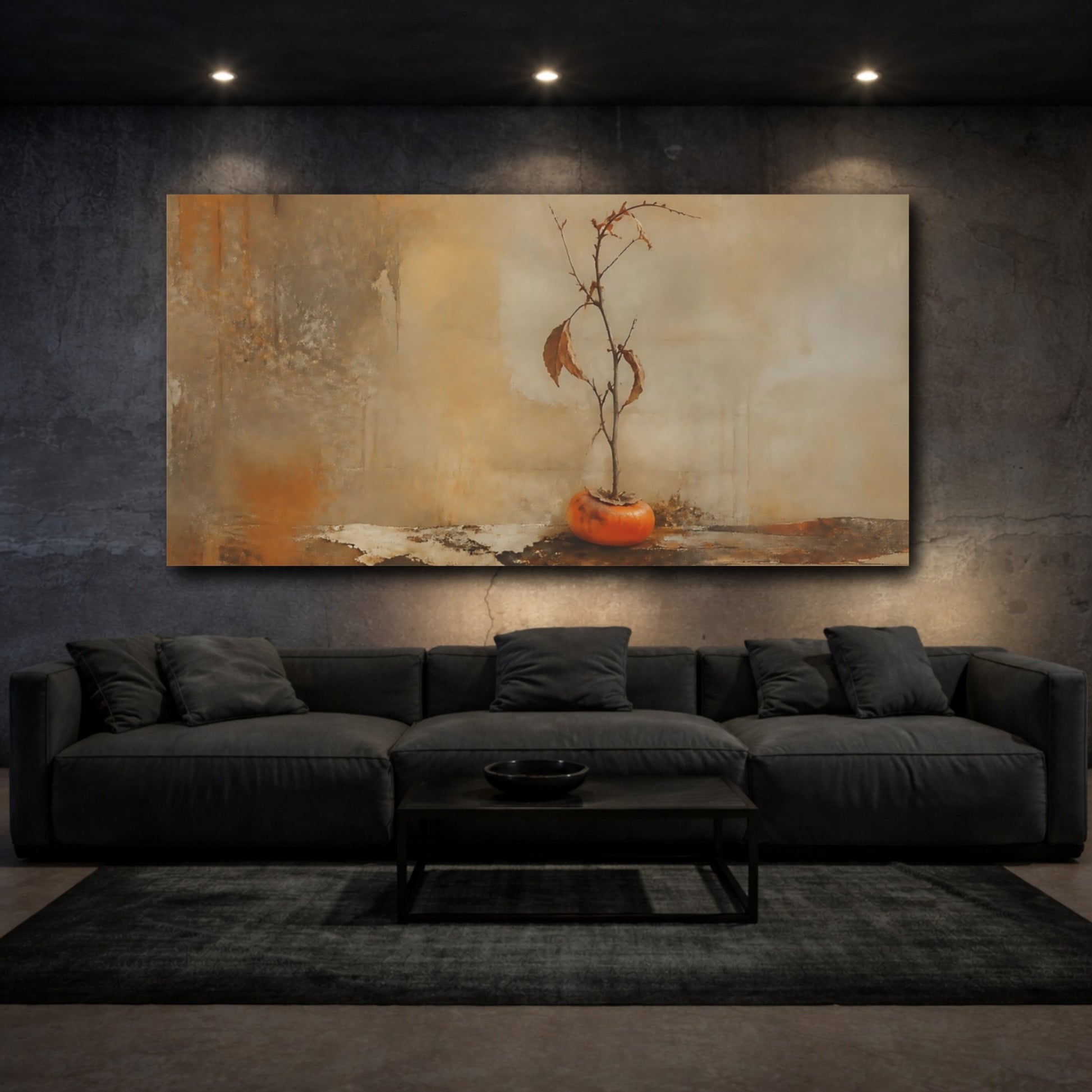 Mockup 3. Persimmon On Weathered Board shown as canvas print