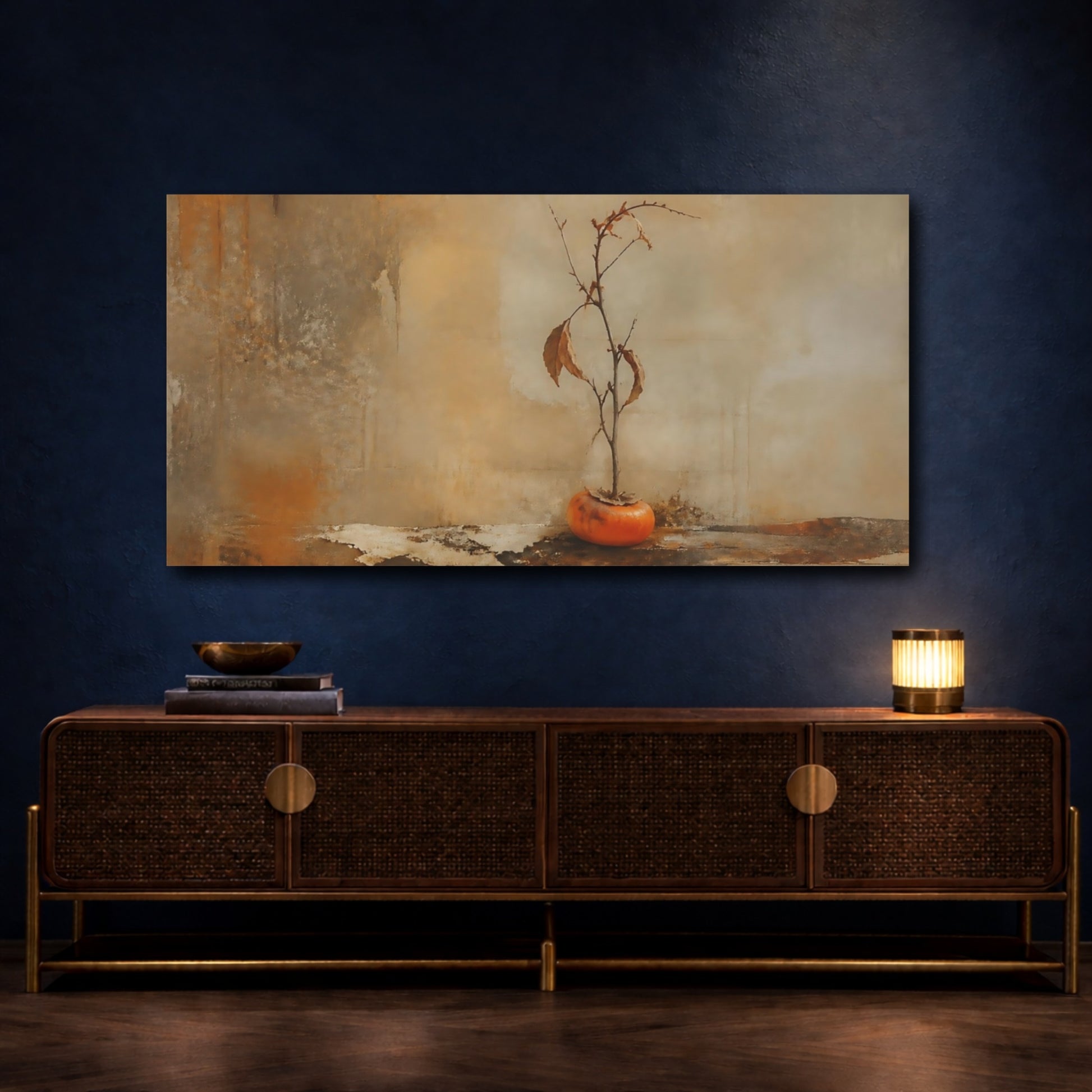 Mockup 4. Persimmon On Weathered Board shown as canvas print