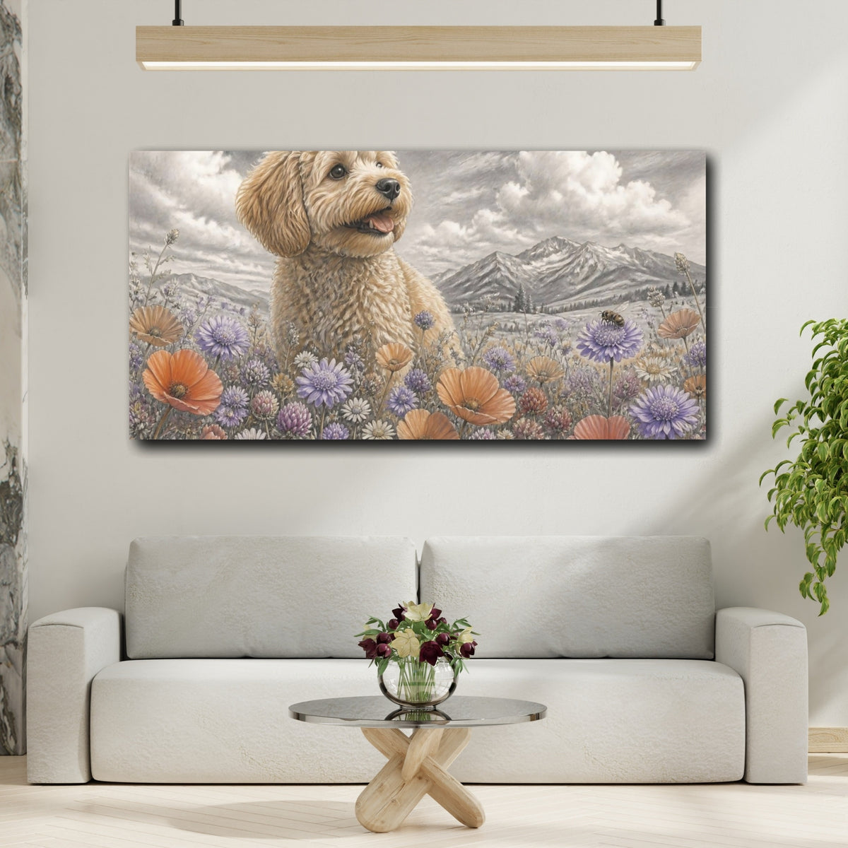 Mockup 2. Pet Cavoodle In Meadow shown as canvas print