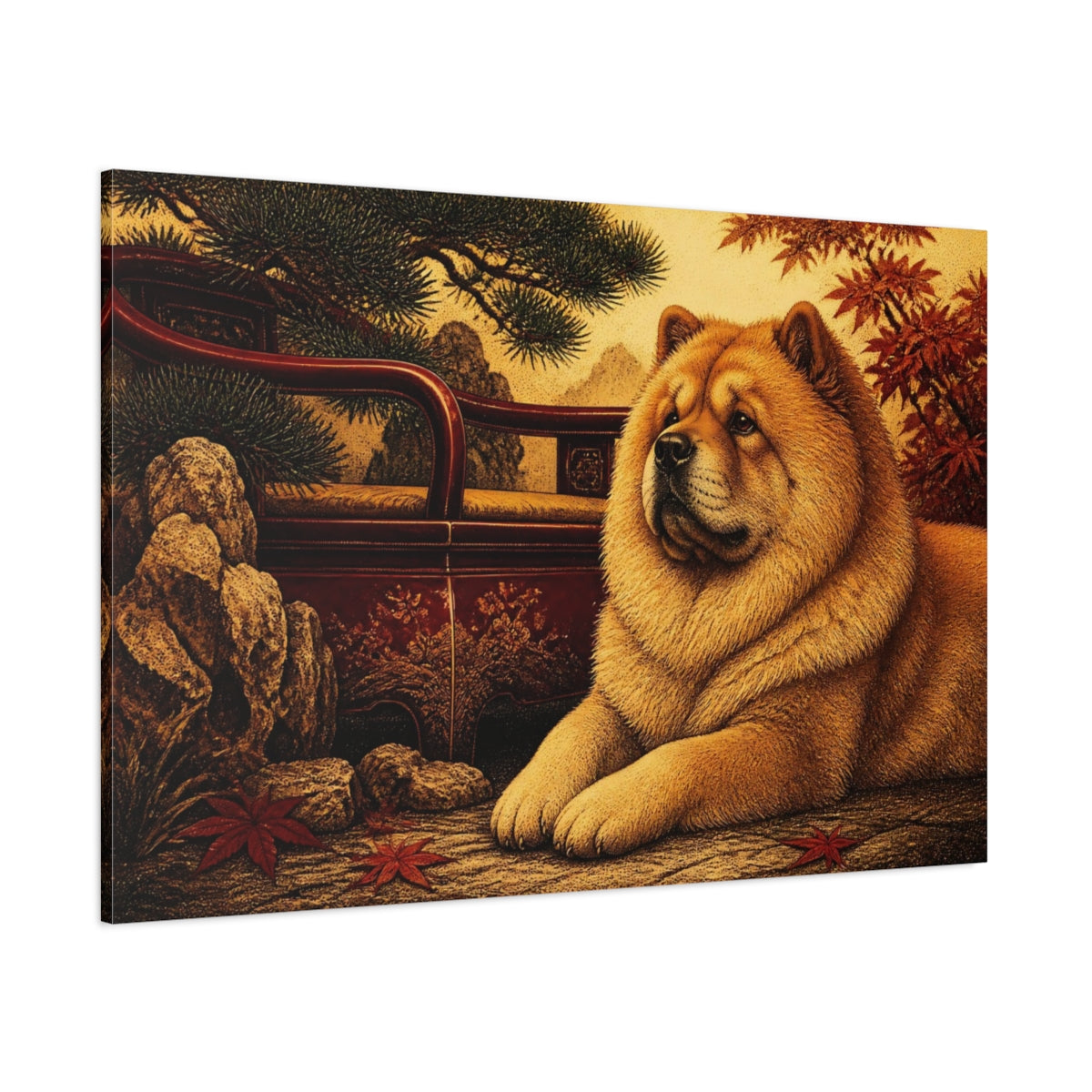 Side Mockup 1. Pet Chow Portrait shown as canvas print