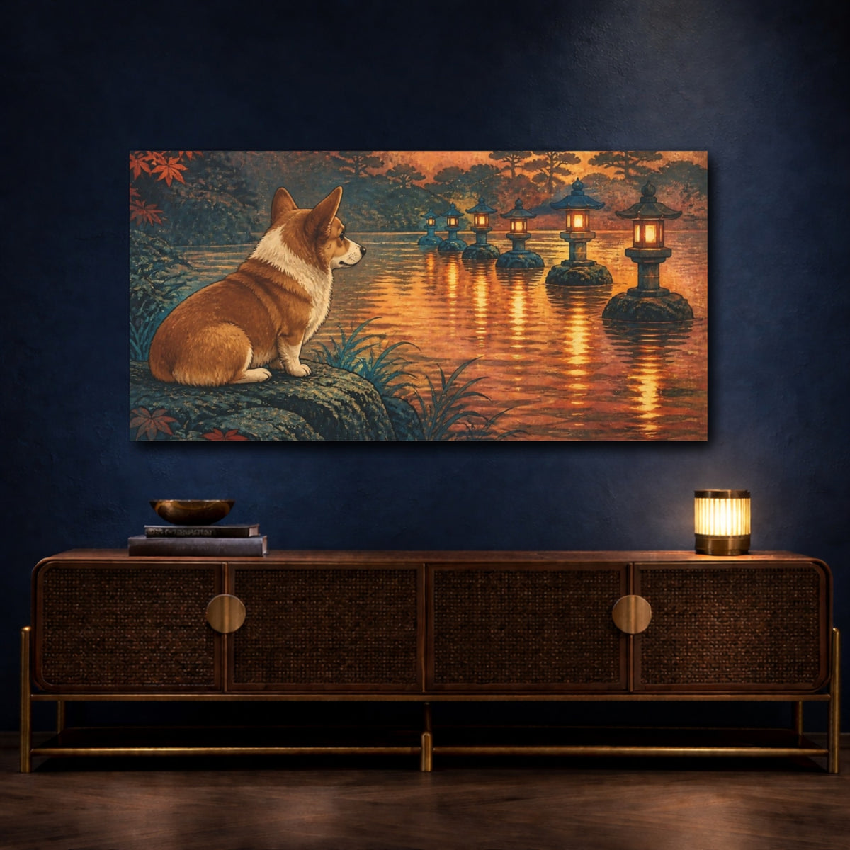 Mockup 4. Pet Corgi By Lanterns shown as canvas print