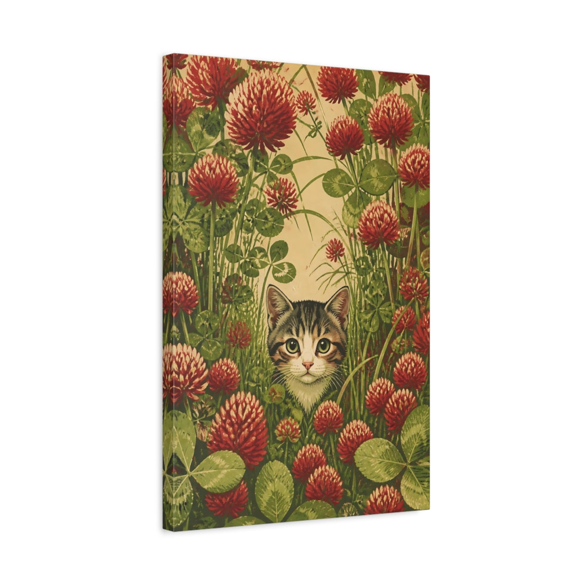 Side Mockup 3. Pet Kitten In Clover shown as canvas print
