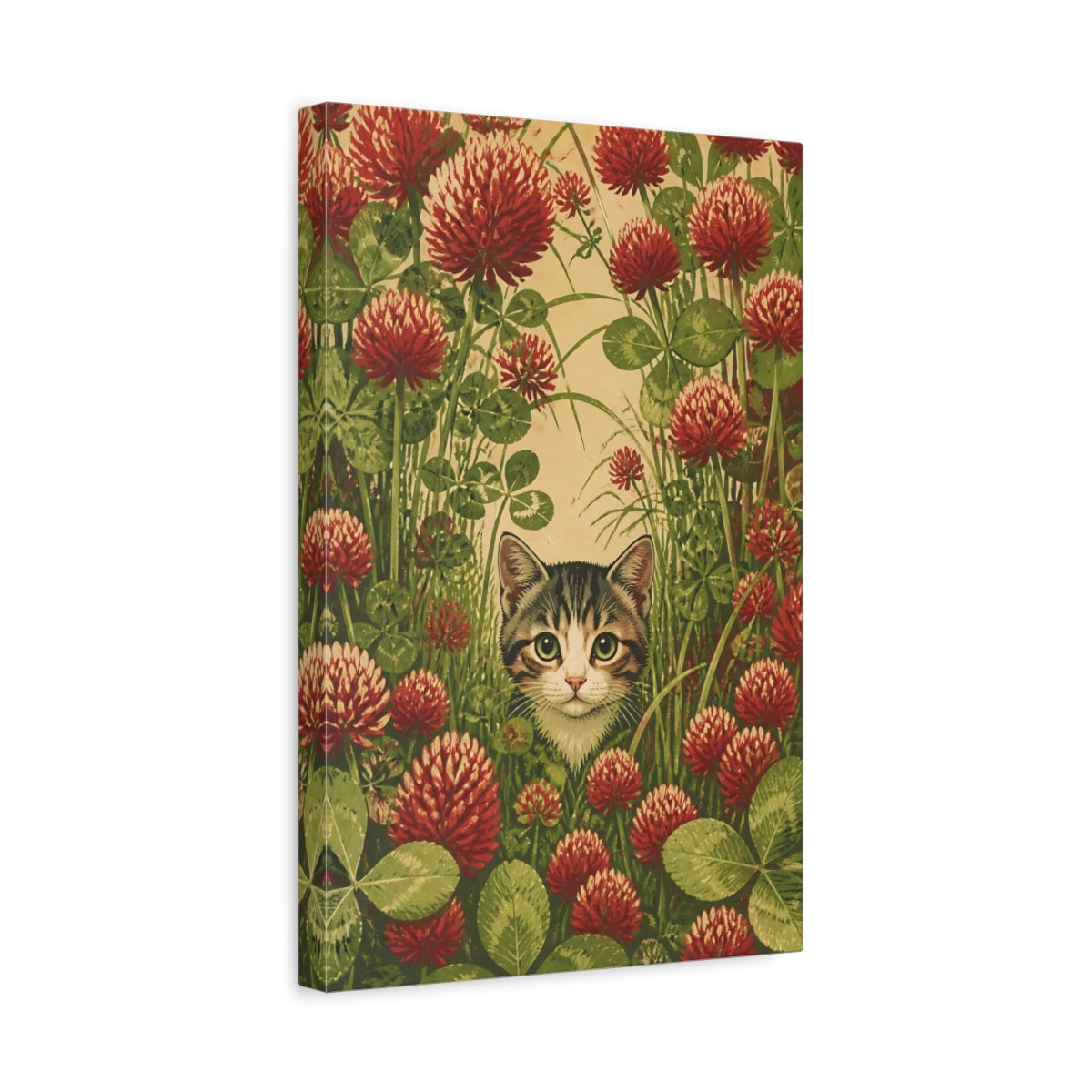 Side Mockup 4. Pet Kitten In Clover shown as canvas print