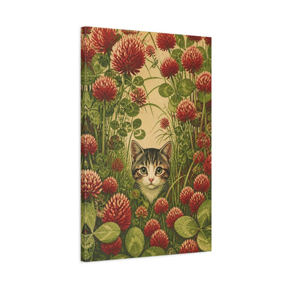 Side Mockup 2. Pet Kitten In Clover shown as canvas print