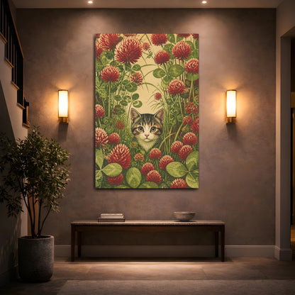 Mockup 2. Pet Kitten In Clover shown as canvas print