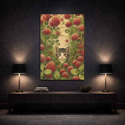 Mockup 3. Pet Kitten In Clover shown as canvas print